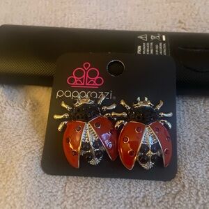 Paparazzi Red and Black Ladybug Earrings